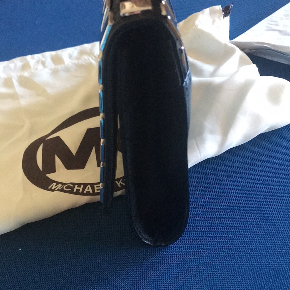 Michael Kors Leather Natalia Tile Black Clutch And Dust Bag NWT - Picture 7 of 7